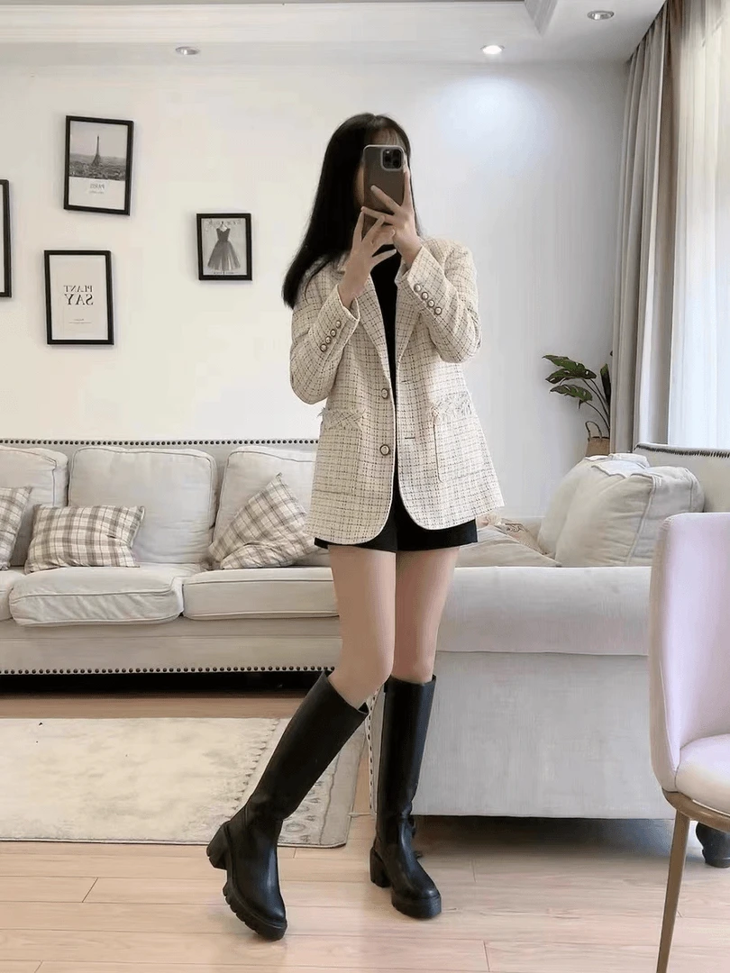 【微瑕特清】“s.w同款长靴”（跟高7cm）厚底简约款拉链长靴0505