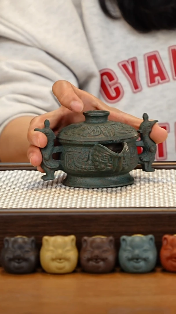 【闪购商品】紫砂茶壶青铜器双凤宝瓶100cc