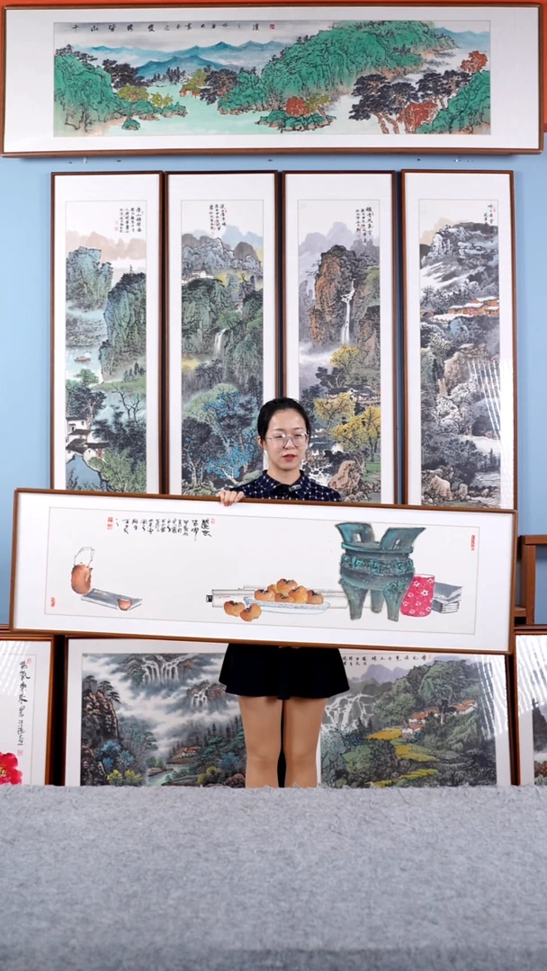 【闪购商品】国画阿里丁《盛世吉安》手绘带框162*47