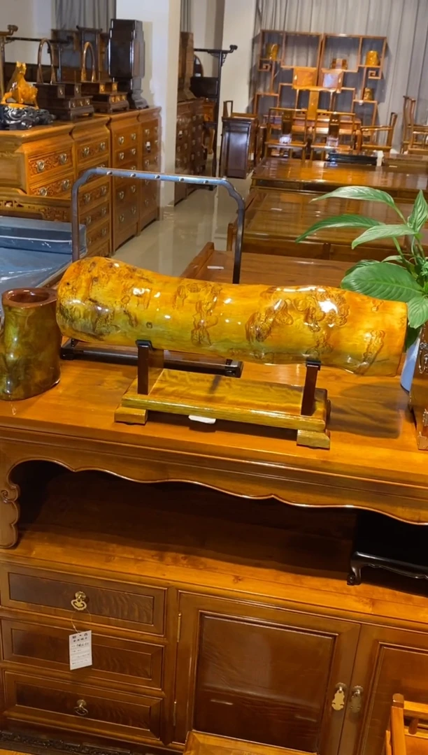 金丝楠九*命实心 纹理横财摆件