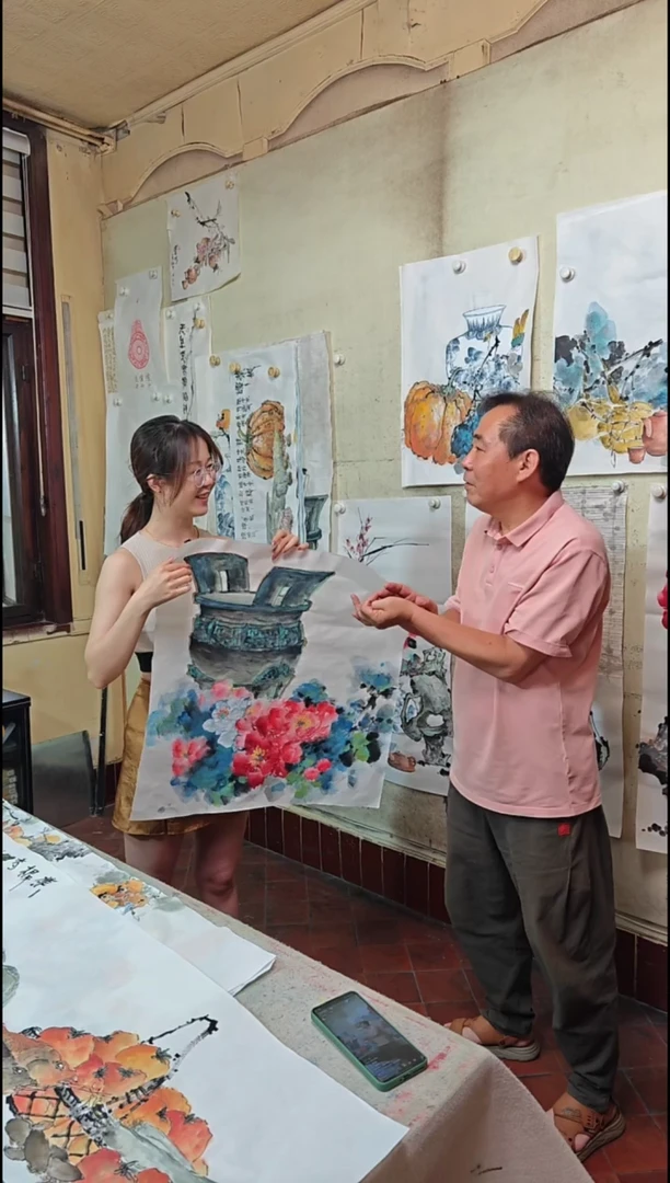 国画阿里丁/手绘含框80*80牡丹