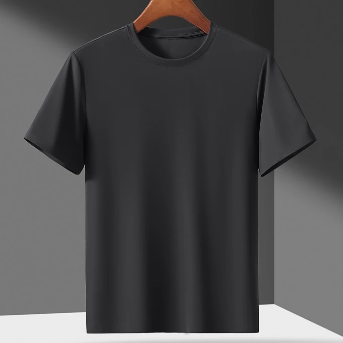 新款男士无痕圆领T恤夏季冰感