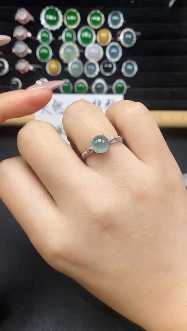 银S925镶嵌戒指翡翠89378