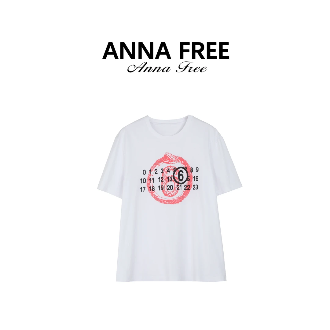 ANNA FREE T恤设计师印花休闲春夏短袖轻奢常规款ZCT24845