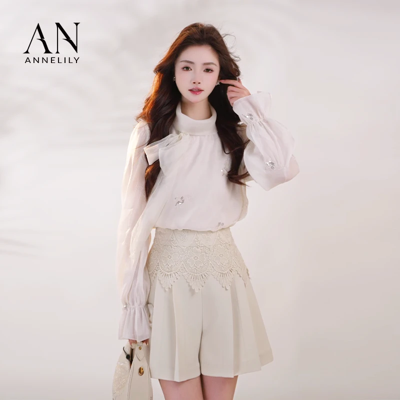 ANNELILY【小拾】春夏新款时尚设计师气质显瘦百搭轻奢短裤女生