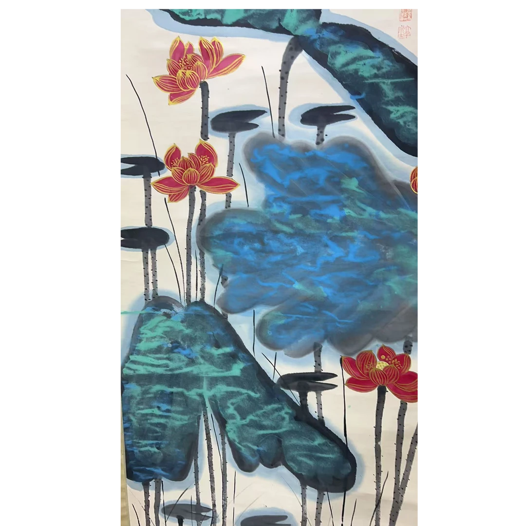 张老款 荷花挂轴68×138约8.4平尺