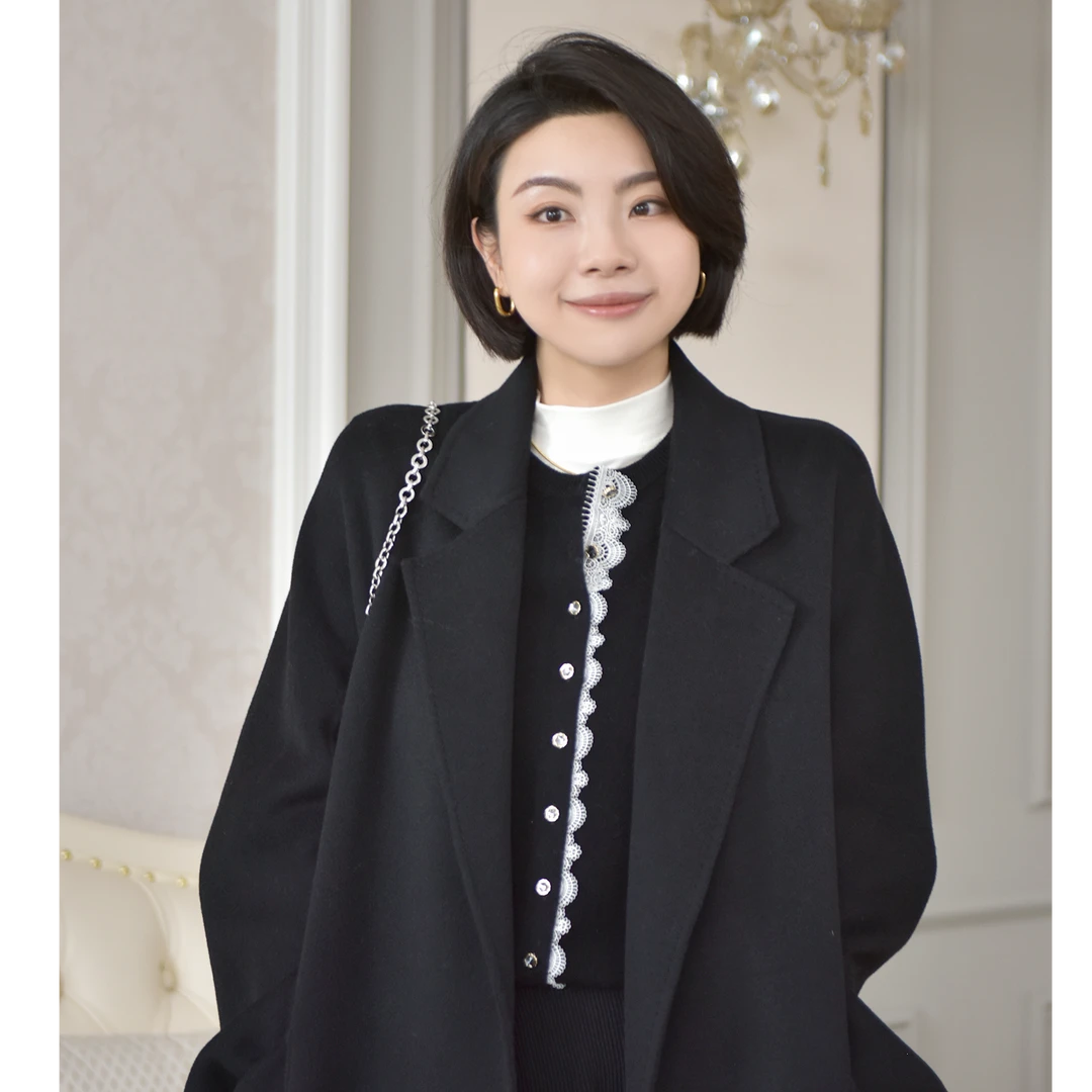 【短视频】【冬日漫雪】26支12针法式蕾丝花边设计感全羊毛开衫毛衣