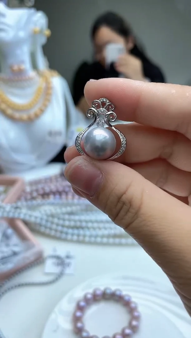 灰色茶壶吊坠    12mm