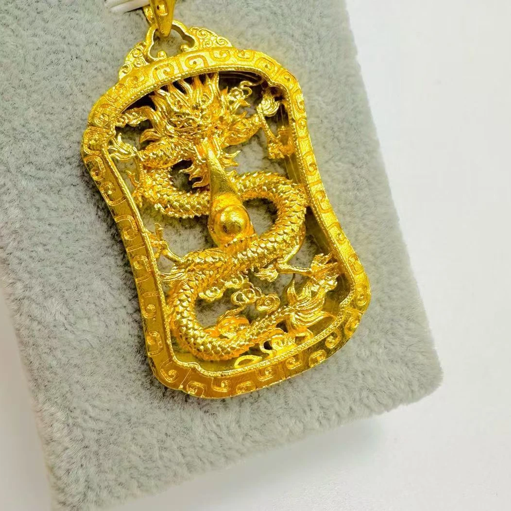 吊坠足银 镂空龙珠吊坠 大气经典百搭