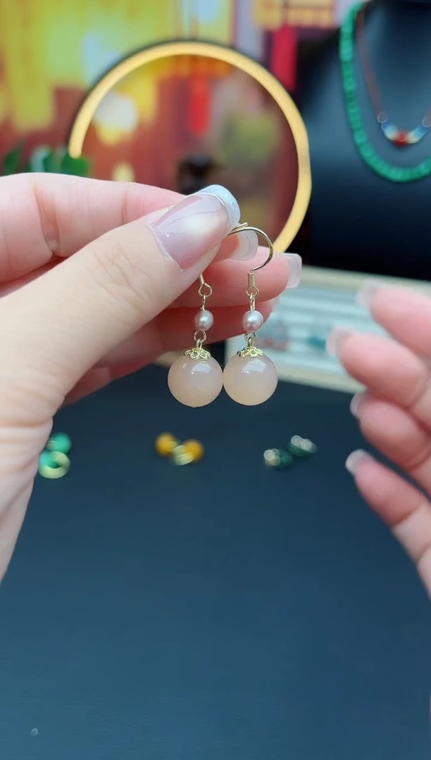 玛瑙/玉髓耳饰银S925镶嵌218000