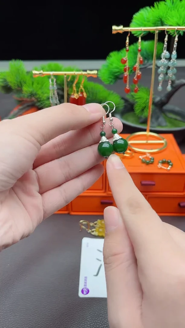 玛瑙/玉髓耳饰银S925镶嵌733