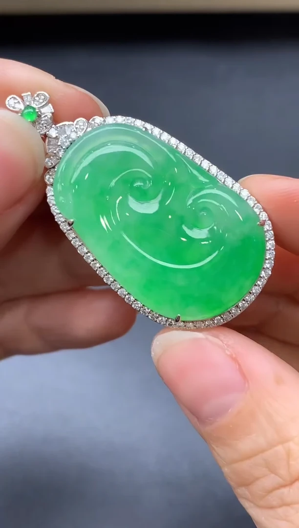 颈饰18K金镶嵌翡翠775-中国好珍宝