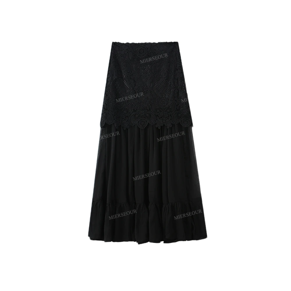 【封后轻奢设计】【摇曳裙摆】御姐风蕾丝拼接气质半身裙1272