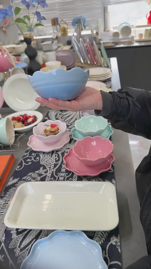 【闪购商品】瓷炻彩花边碗14CM-尼罗蓝