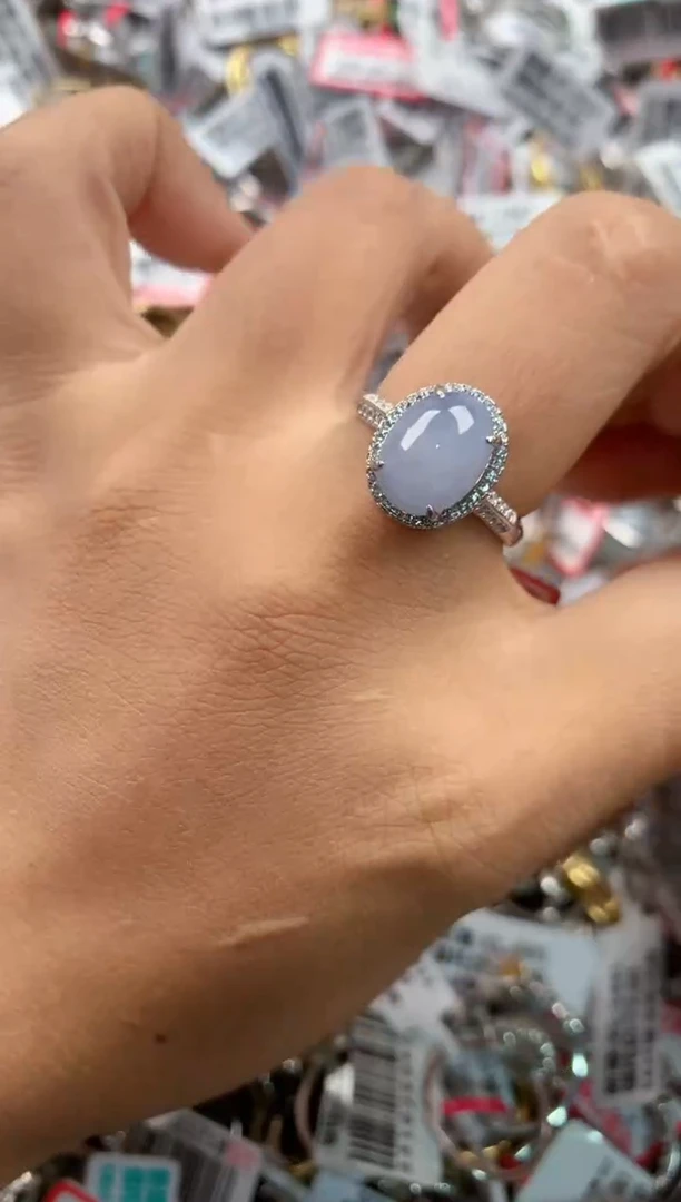 银S925镶嵌戒指翡翠10     9