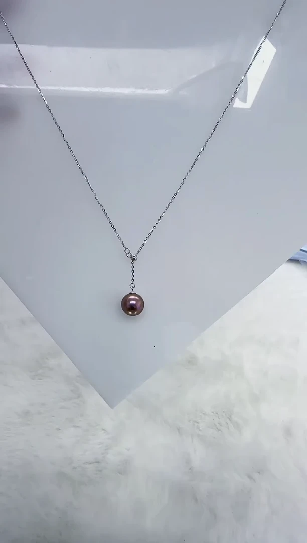 银S925镶嵌淡水珍珠DA珍珠项链 10-11 y118