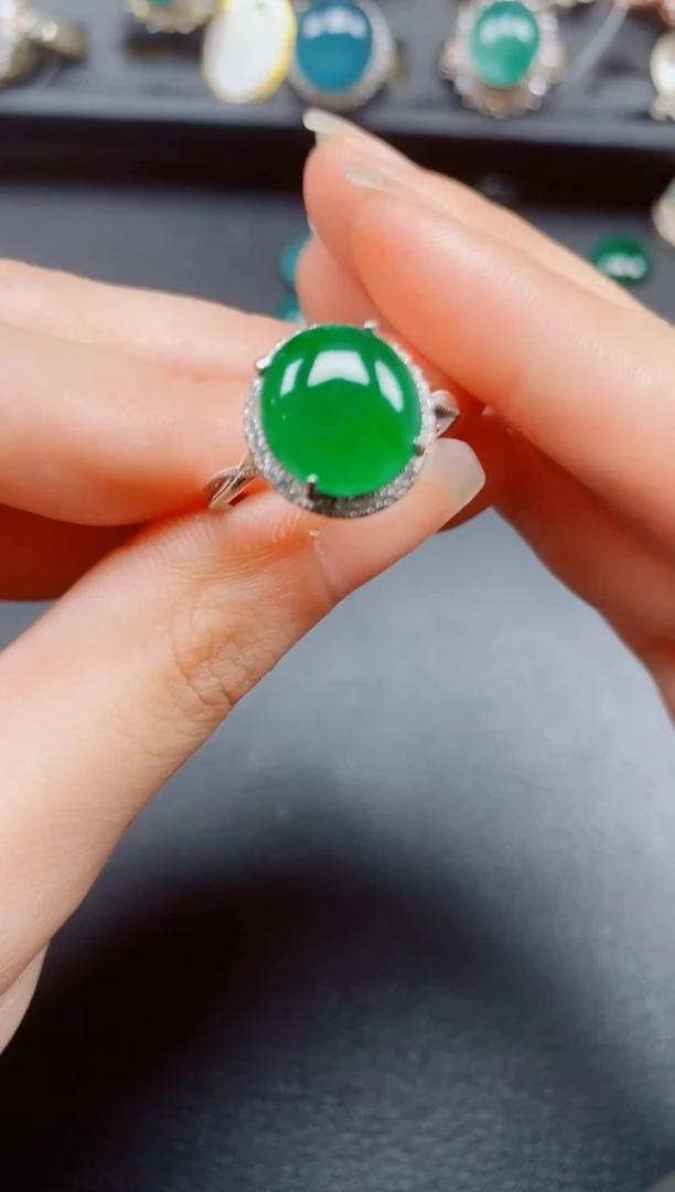 银S925镶嵌戒指翡翠翡翠