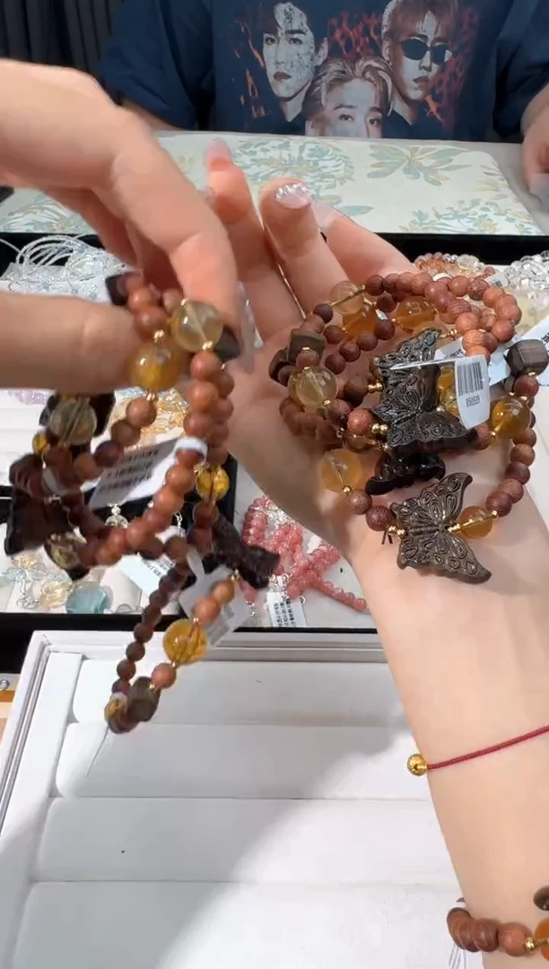 水晶手链未镶嵌B038木头蝴蝶设计款