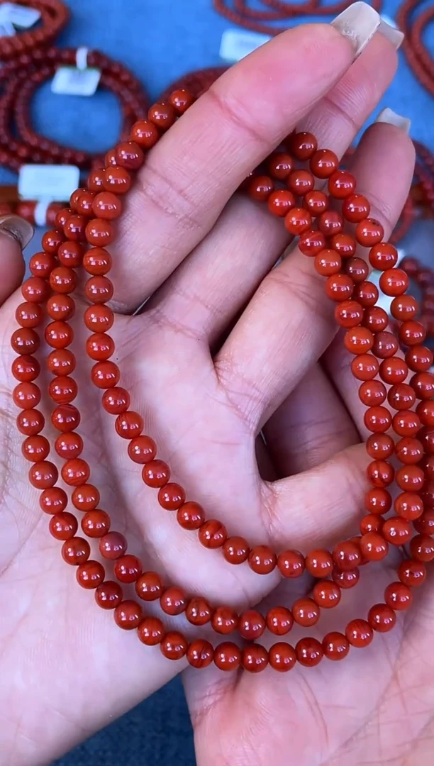 未镶嵌手串南红玛瑙N48凉山瓦西料正色柿子锦红多圈