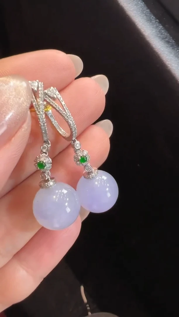 【闪购商品】翡翠耳饰18K金镶嵌耳饰