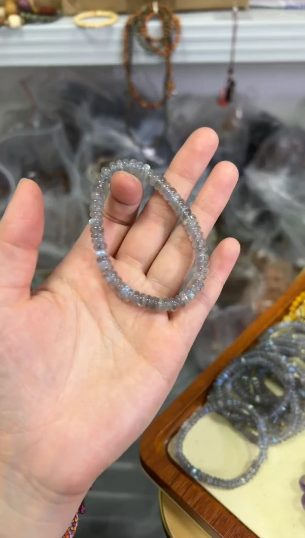 【闪购商品】月光石手链未镶嵌灰月光蝶珠算盘珠手链