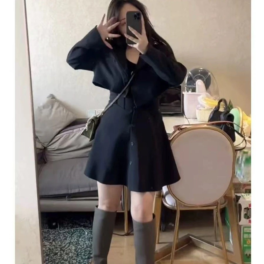 D9972欧货2025早春新款西服辣妹风设计感短套装裙