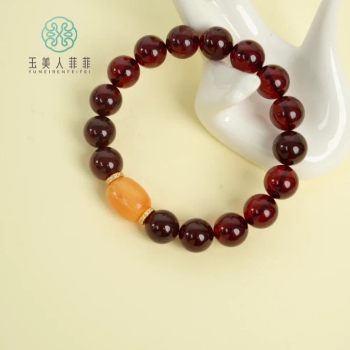 石惑珠宝~血珀单圈圆珠手串约10mm+