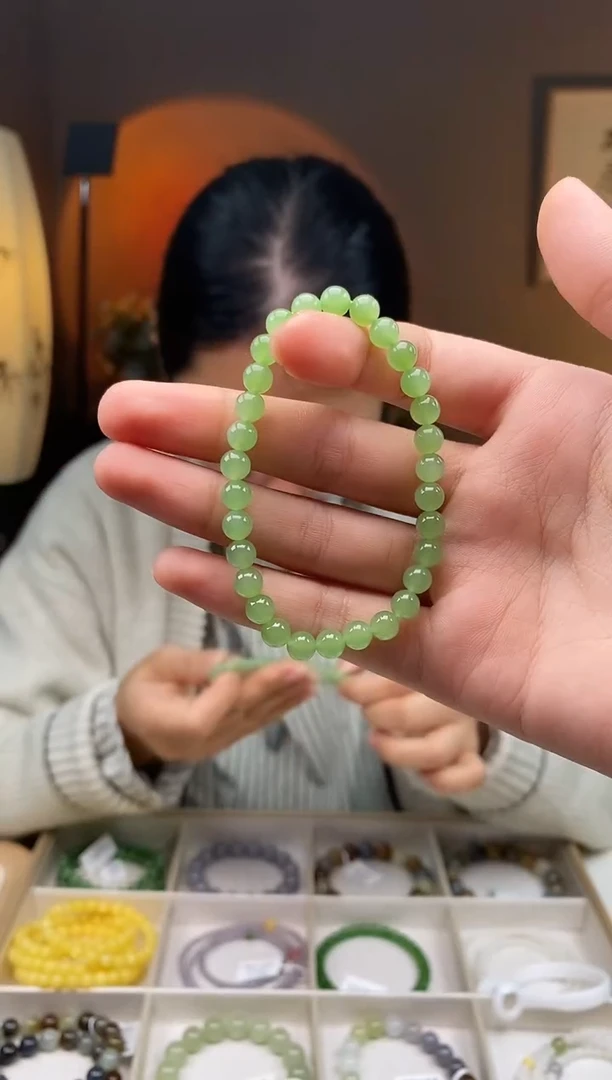 未镶嵌手链和田玉卡6左右碧玉手串