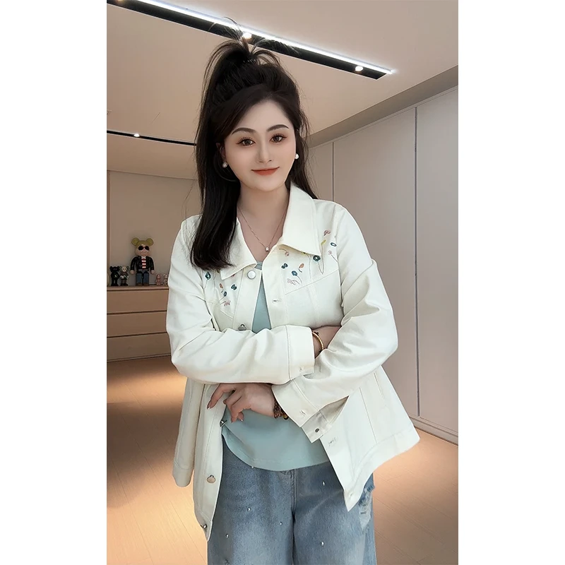 【胖佳佳】春日出逃 重工绣花牛仔外套春季时尚百搭H625Z01319
