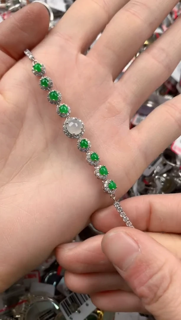 银S925镶嵌戒指翡翠222   5