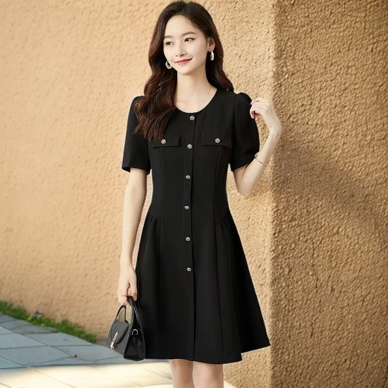 2151#黑【木兮兮专属】2025年春季新款显瘦舒适洋气休闲时尚连衣裙