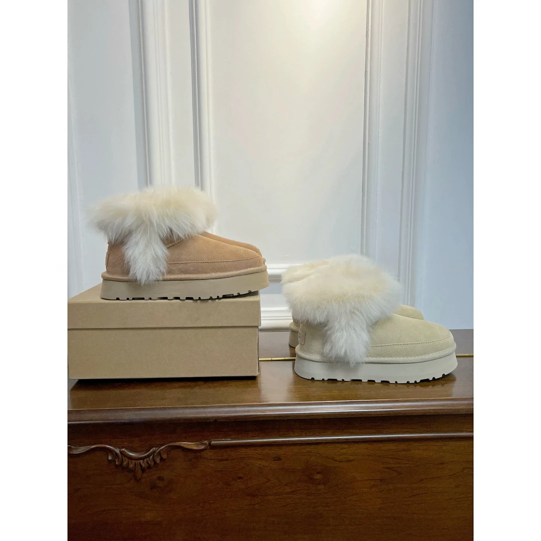 新款羊皮毛一体雪地靴加绒加厚棉鞋休闲短靴懒人毛毛鞋女