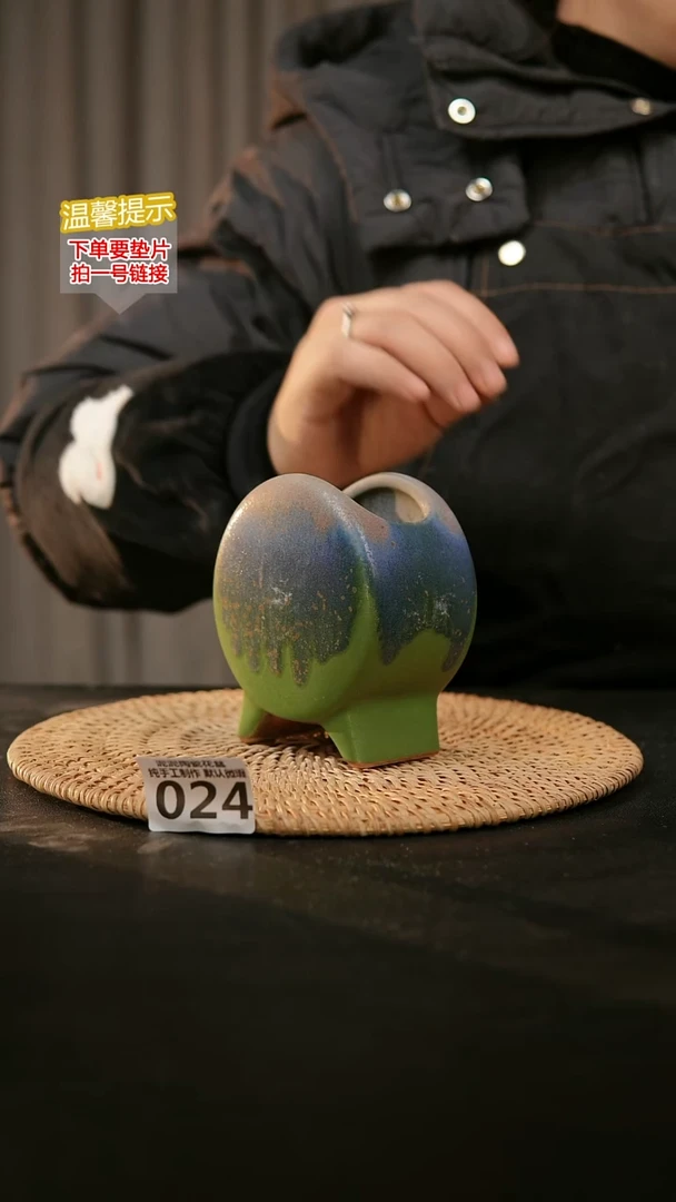 瓷片024鼓盆小号口6*4高10