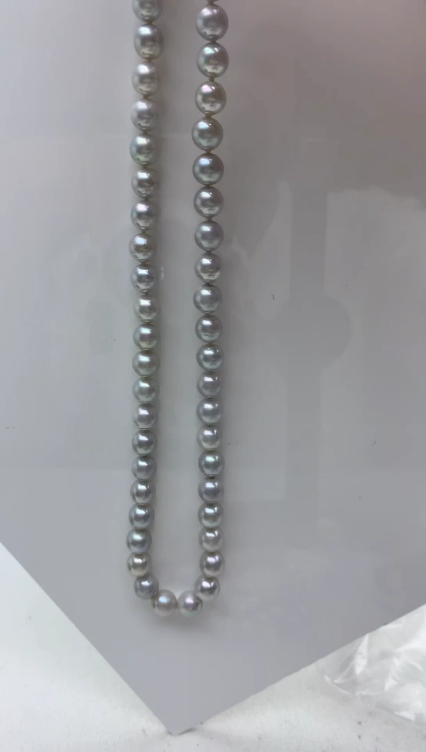 未镶嵌FF海水珍珠akoya灰珠串链7~8mm