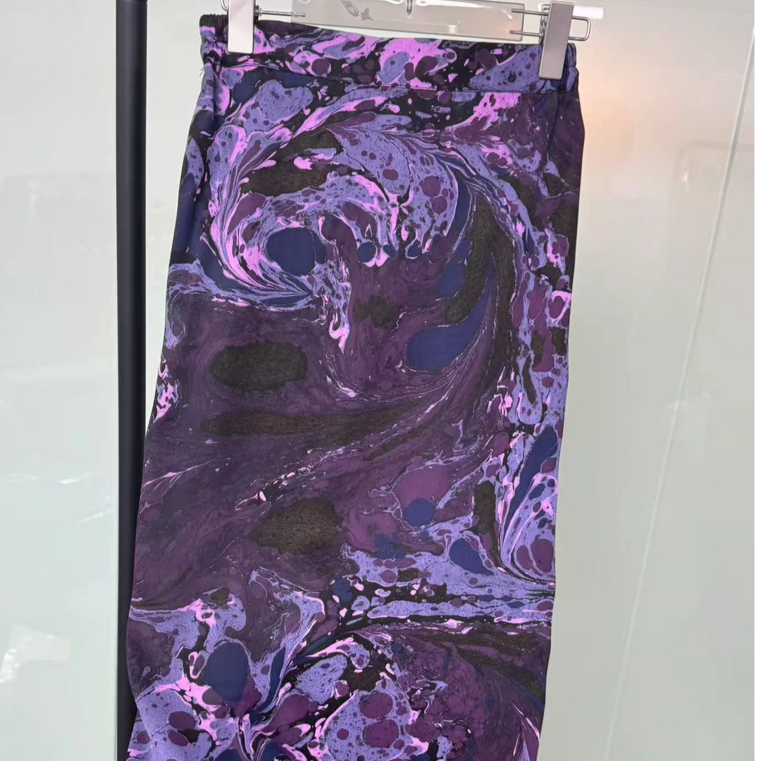 100%桑蚕丝！重缎手绘墨池香云纱高定半裙