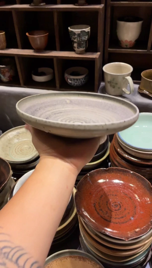 瓷片笑232 粗陶苏打紫葫芦盘1个