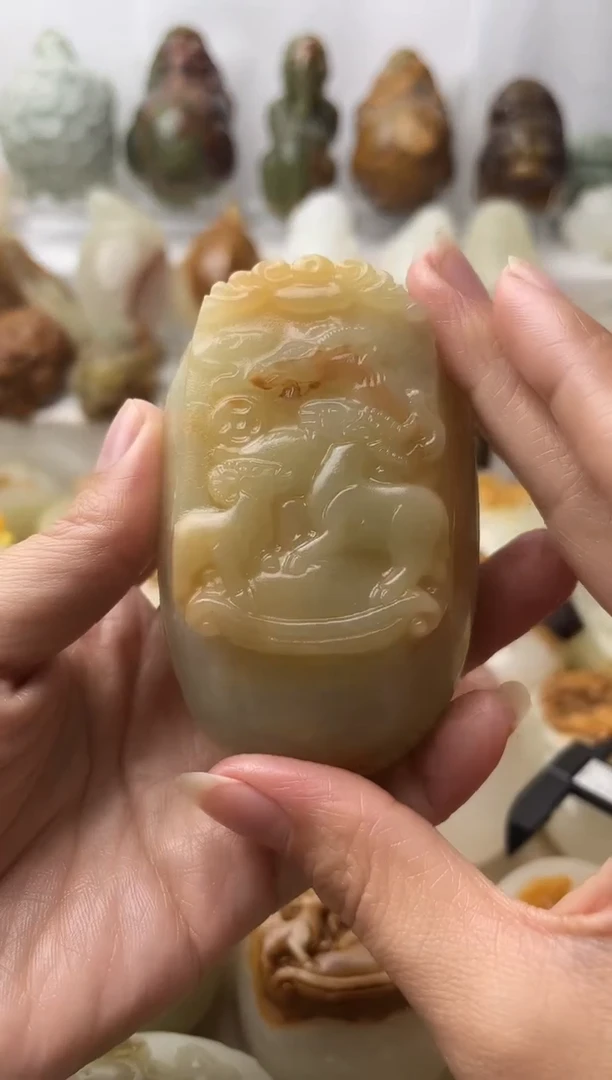 石材方解石棉纹正常不退换三羊开泰