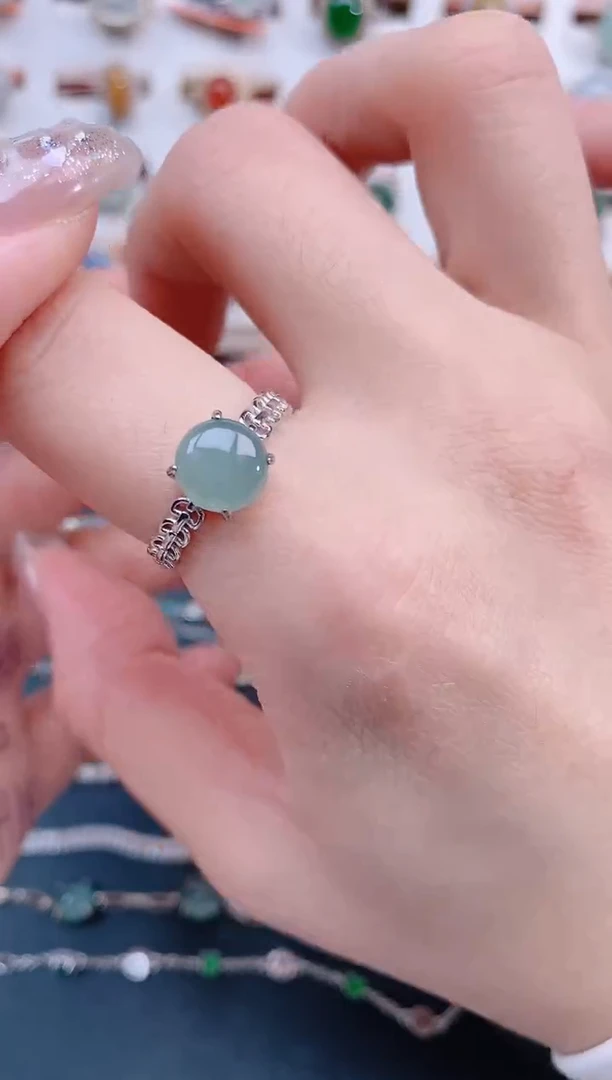 银S925镶嵌戒指翡翠天然翡翠