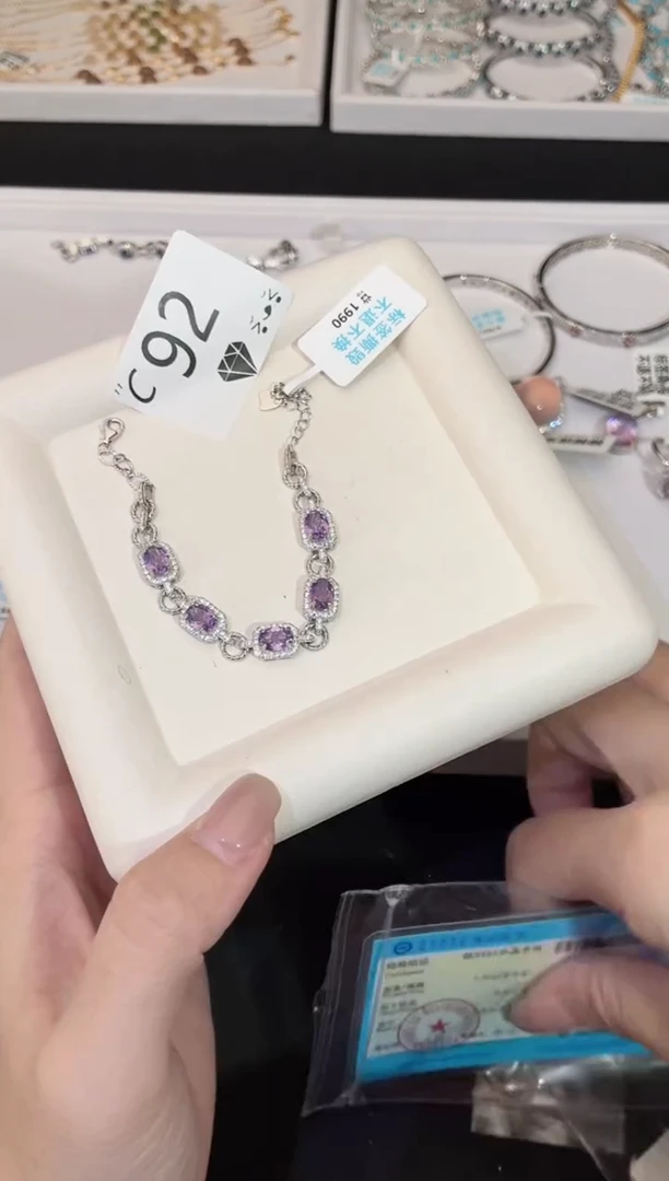 银S925镶嵌手链水晶小*，多样性发一C92