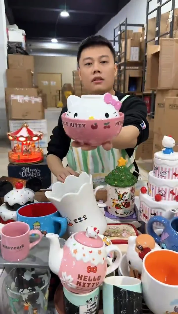 瓷片B款原盒kt猫带盖泡面碗