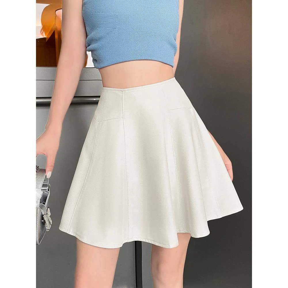 白色西装防走光半身裙女夏季2025新高腰a字显瘦荷叶边短裙伞裙子