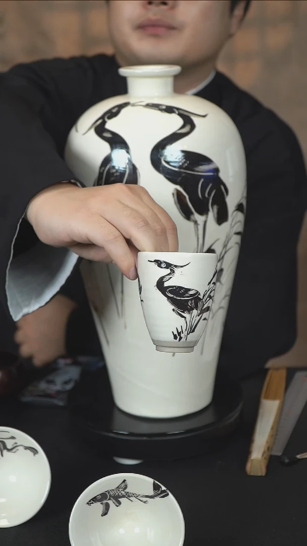 杯磁州窑主人杯 鹭鸶纹