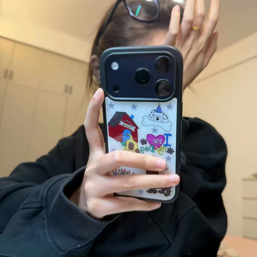 爱心小狗适用苹果15Pro手机壳13硅胶XSMax/xr/12女16/14p套