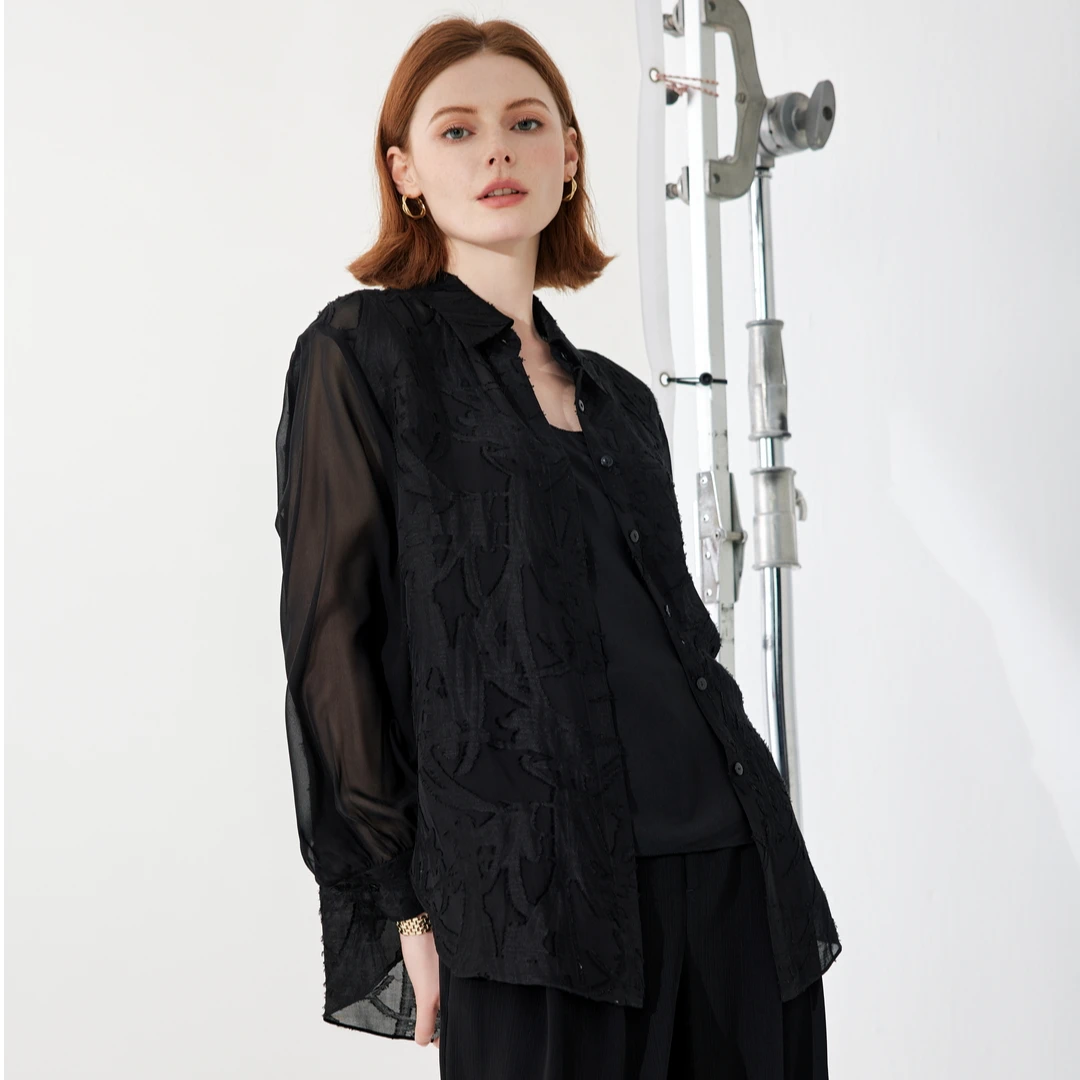 【丽公主专属】新款桑蚕丝气质长袖衬衫 /2713