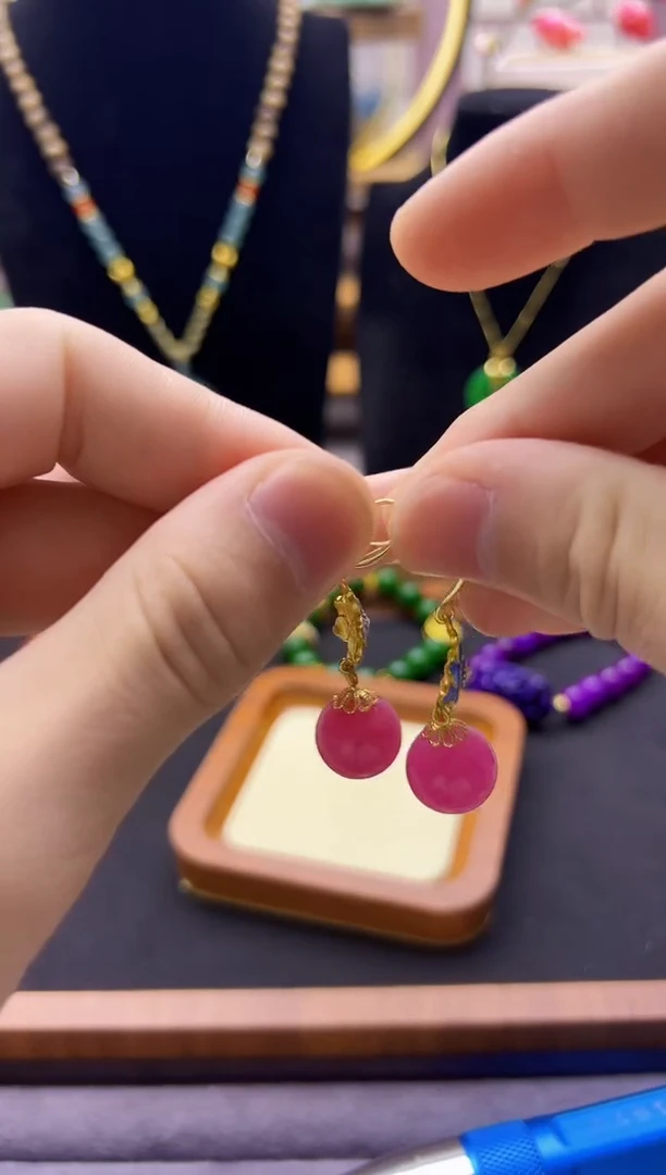 【闪购商品】碧玺耳饰14K金镶嵌E182