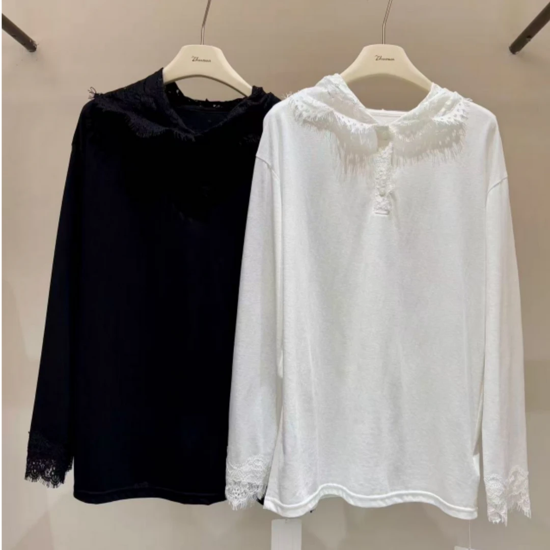 韩版休闲蕾丝带帽随身T-23033