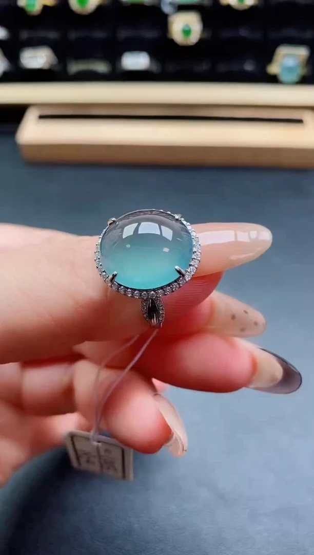 银S925镶嵌戒指翡翠1