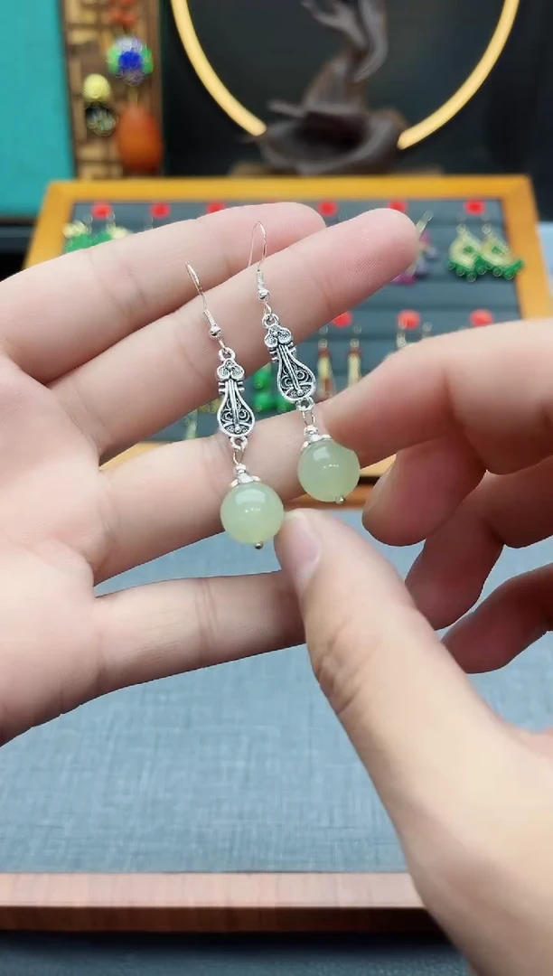 【闪购商品】玛瑙/玉髓耳钉银S925镶嵌211000