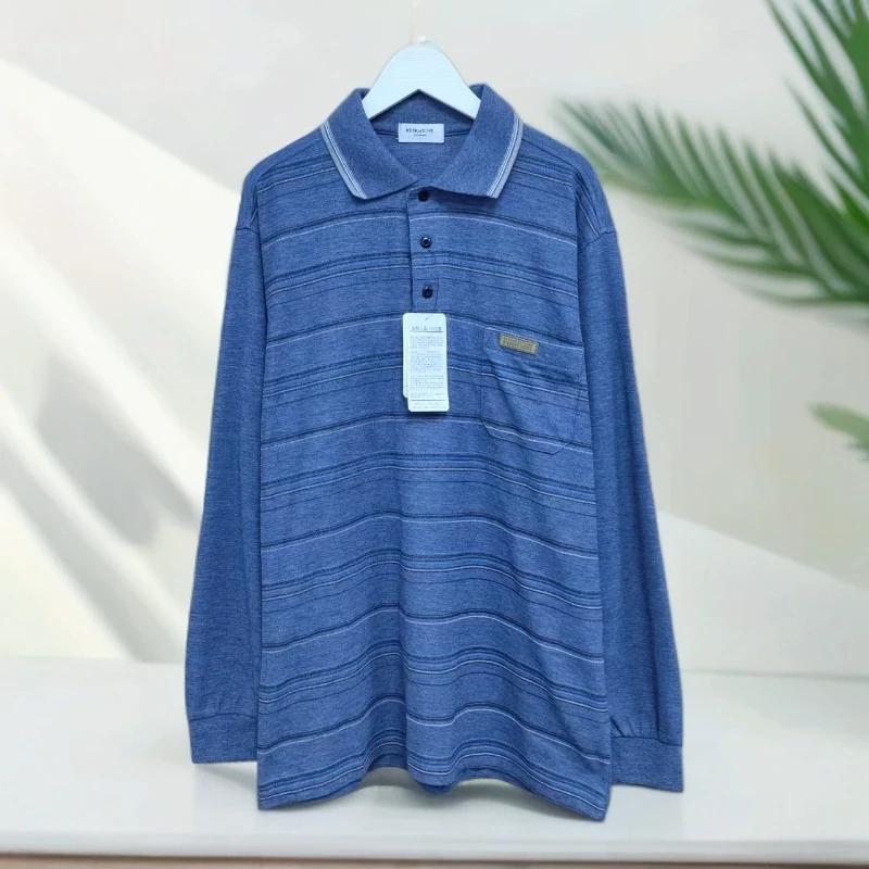 韩版条纹长袖POLO衬衫宽松气质显瘦洋气衬衣(3娄)65830