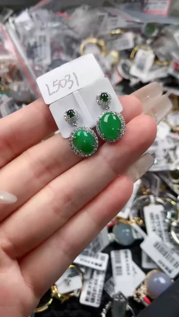 银S925镶嵌戒指翡翠6666----5